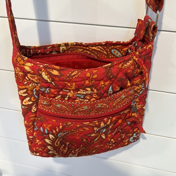 Orange Red Bright Blue Quilted Crossbody Bag - Picture 5 of 16